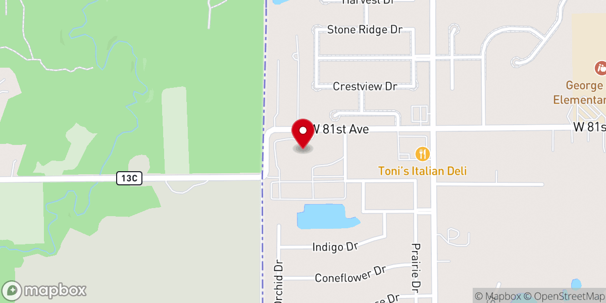 Map showing location of Faith Church Dyer