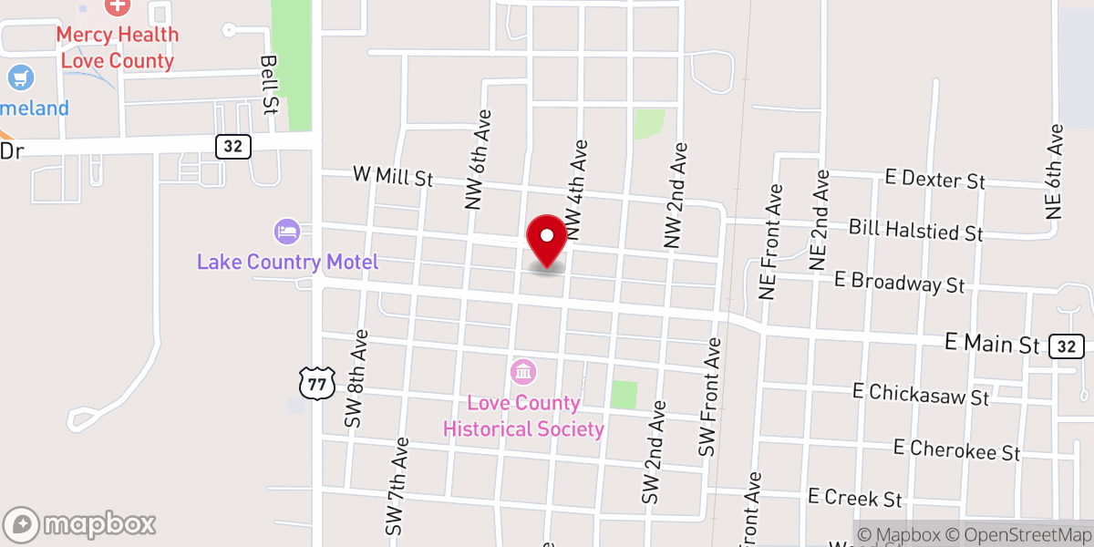 Map showing location of First Bptist Church