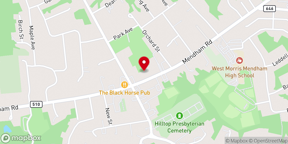 Map showing location of Mendham United Methodist Church