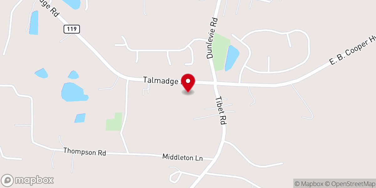 Map showing location of Victory Baptist Church