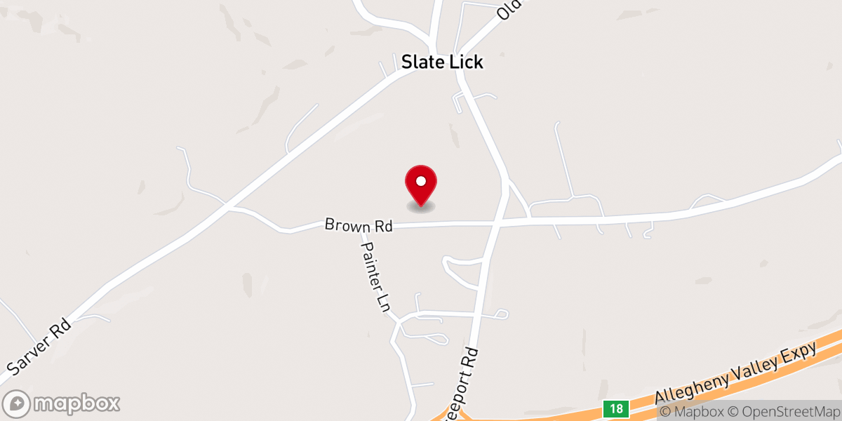 Map showing location of Slate Lick United Presbyterian Church
