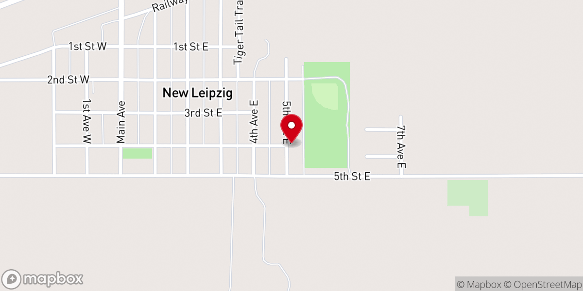 Map showing location of New Leipzig Baptist Church
