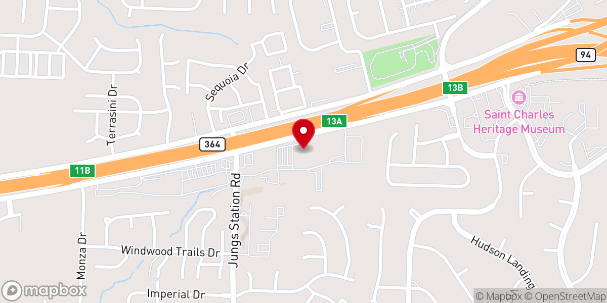 Map showing location of Harvester Christian Church - St. Charles Campus