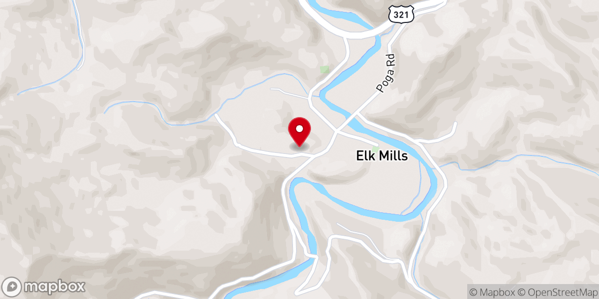 Map showing location of Elk Mills Christian Church