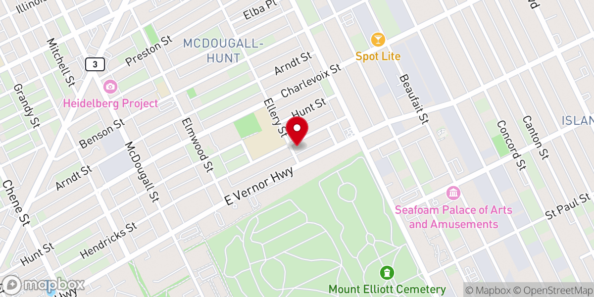 Map showing location of Church of God Gospel Mission
