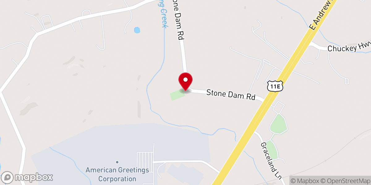 Map showing location of Stone Dam Church