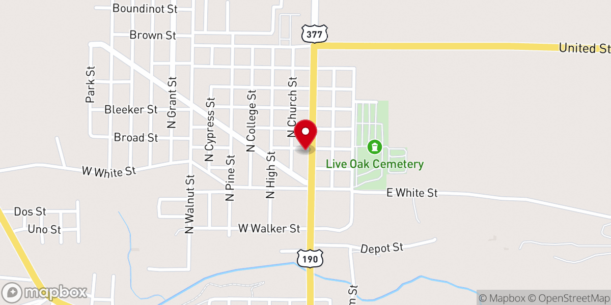 Map showing location of Living Water Church