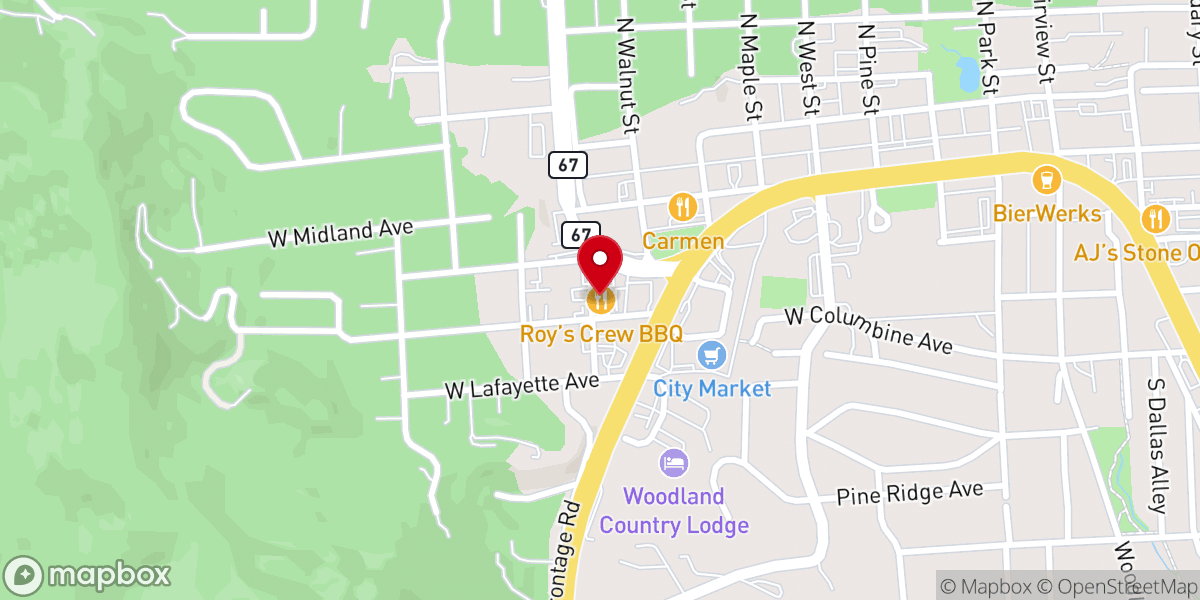 Map showing location of Roys Crew BBQ
