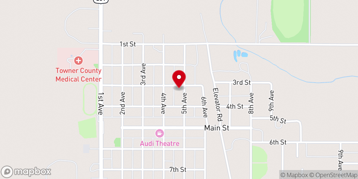 Map showing location of Cando Lutheran Church