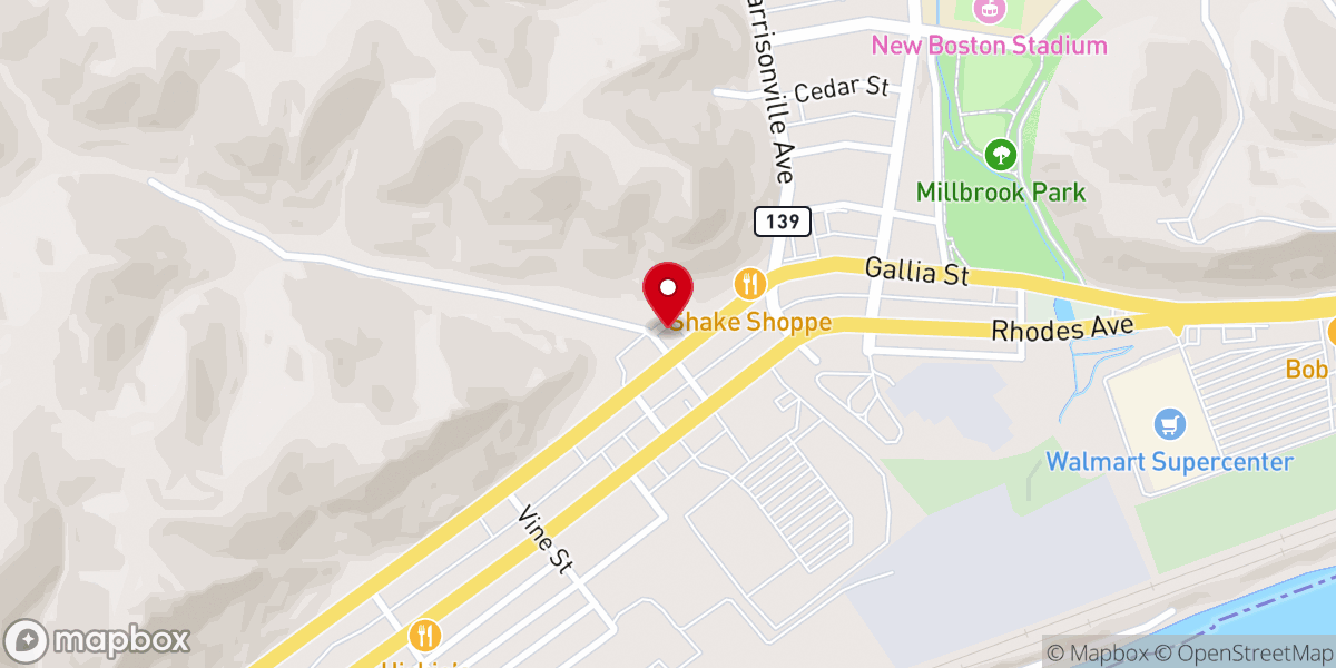 Map showing location of New Boston United Methodist Church