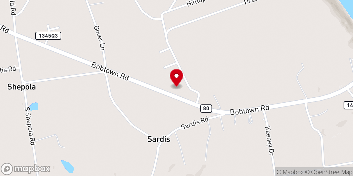 Map showing location of Lakeside Baptist Church