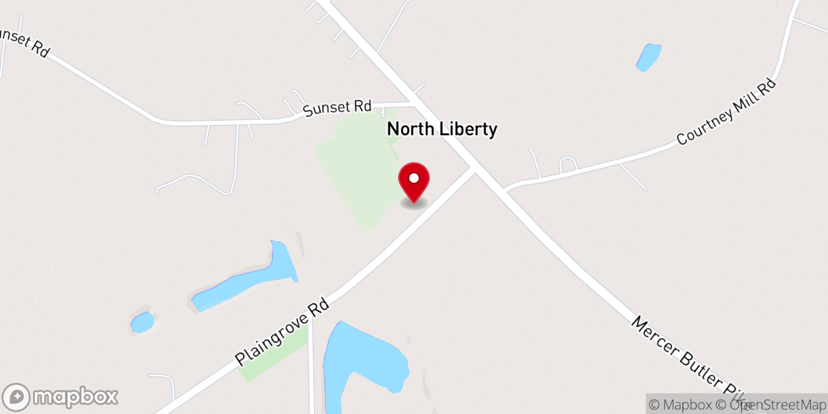 Map showing location of North Liberty Presbyterian