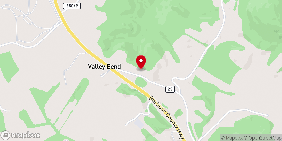 Map showing location of Valley Bend Baptist Church