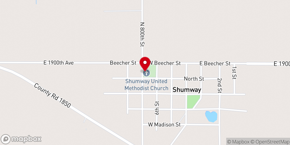 Map showing location of Shumway United Methodist Church