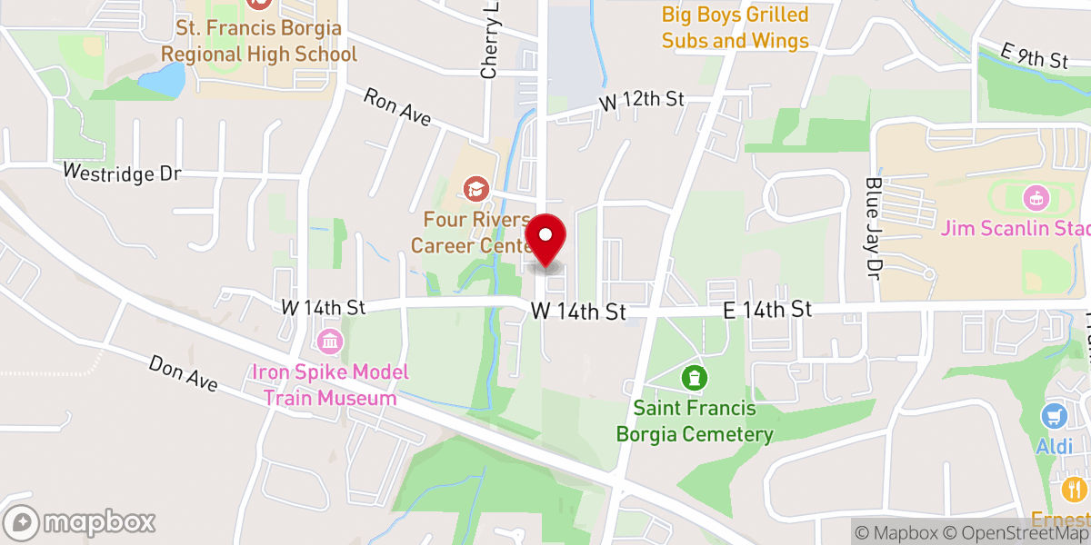 Map showing location of Tri-county Baptist Church