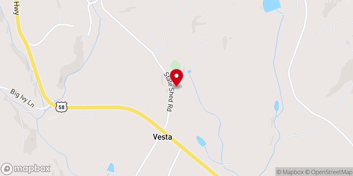 Map showing location of Dan River Primitive Baptist Church