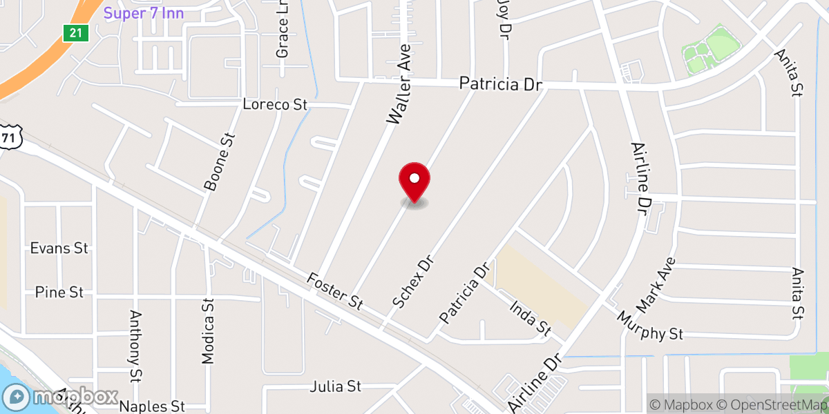 Map showing location of Bossier City Missionary Baptist Church