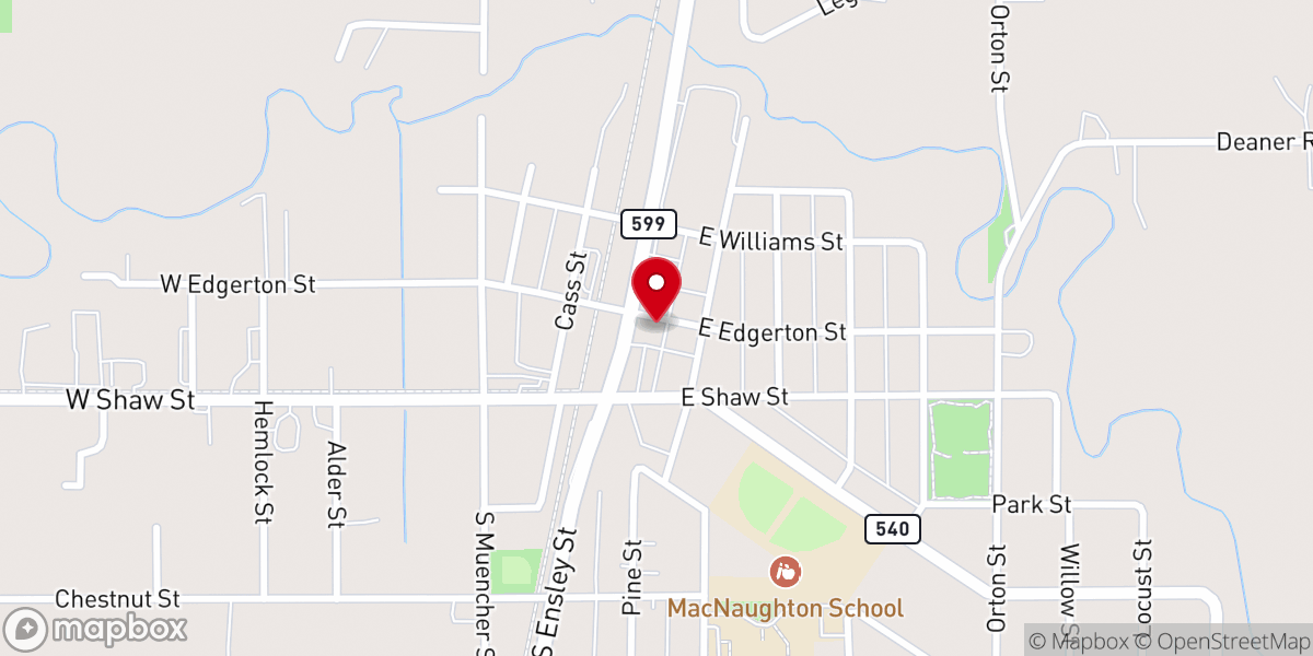 Map showing location of Howard City Action Center