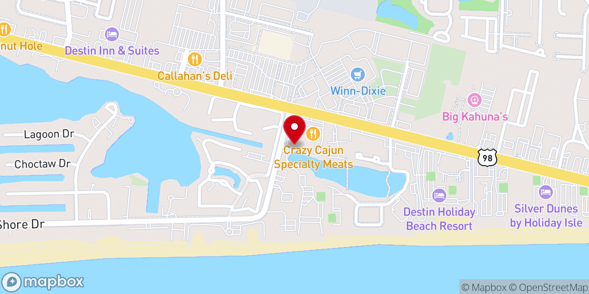 Map showing location of Oceans Church in Destin, Fl