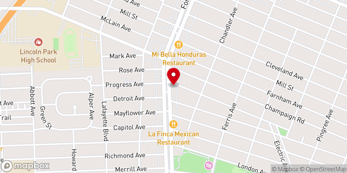 Map showing location of Lincoln Park Church of Christ