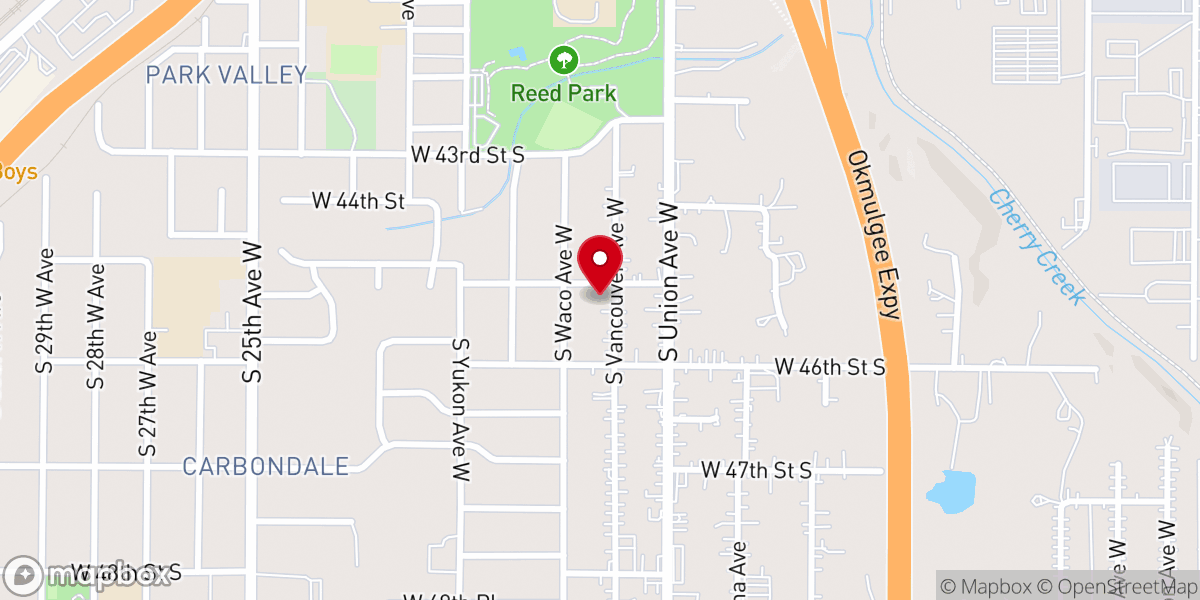 Map showing location of Heartland Church Tulsa