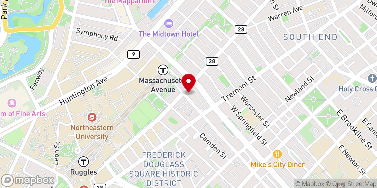 Map showing location of Columbus Avenue African Methodist Episcopal Zion Church
