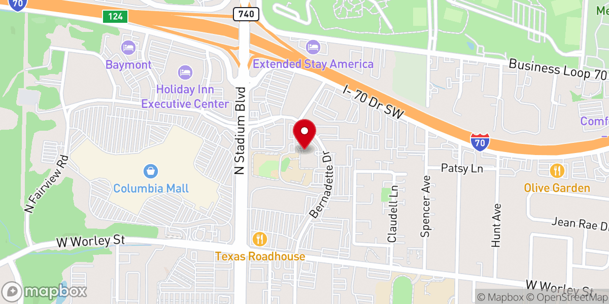 Map showing location of Our Lady of Lourdes