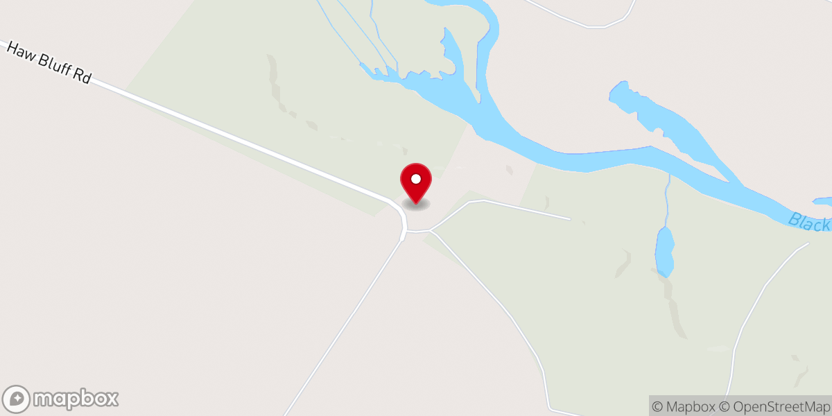 Map showing location of Haw Bluff Baptist Church