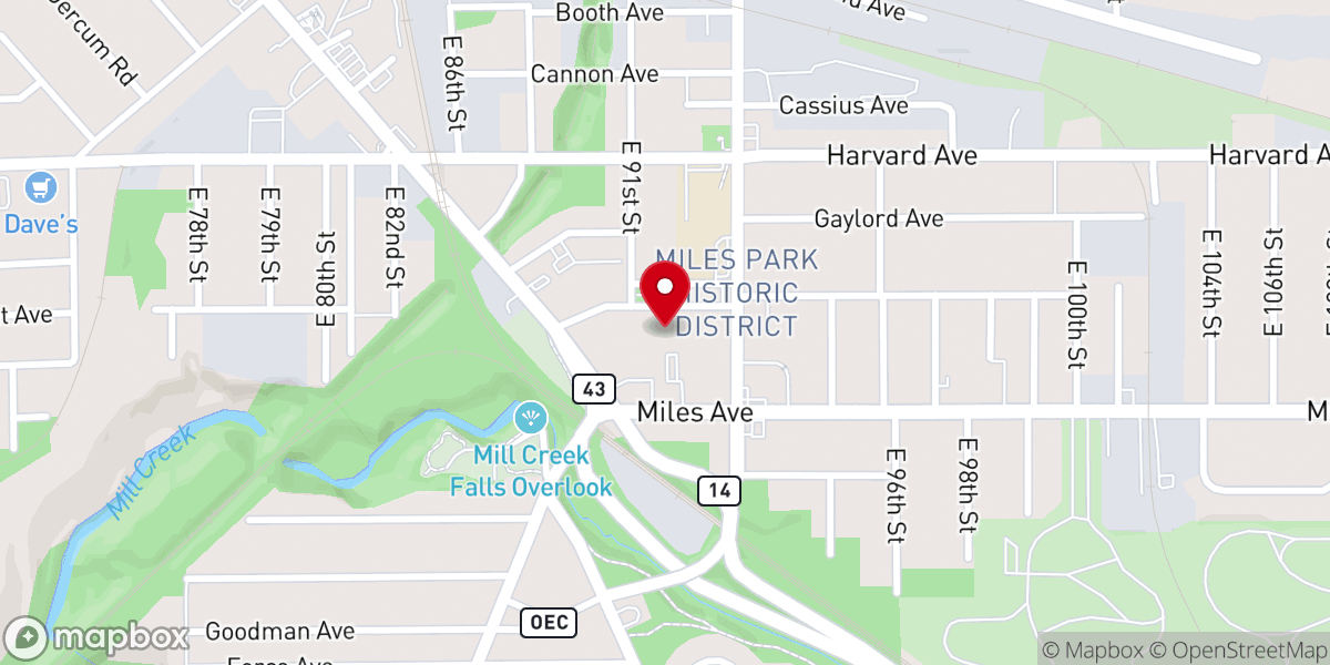 Map showing location of Miles Park Presbyterian Church