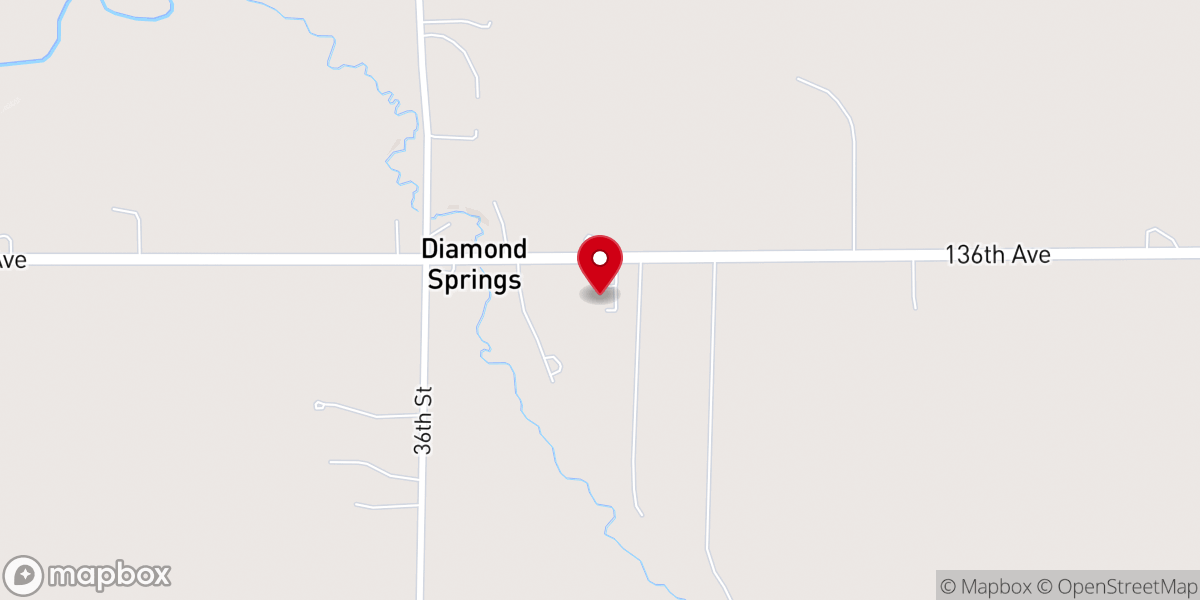 Map showing location of Diamond Springs Wesleyan Church