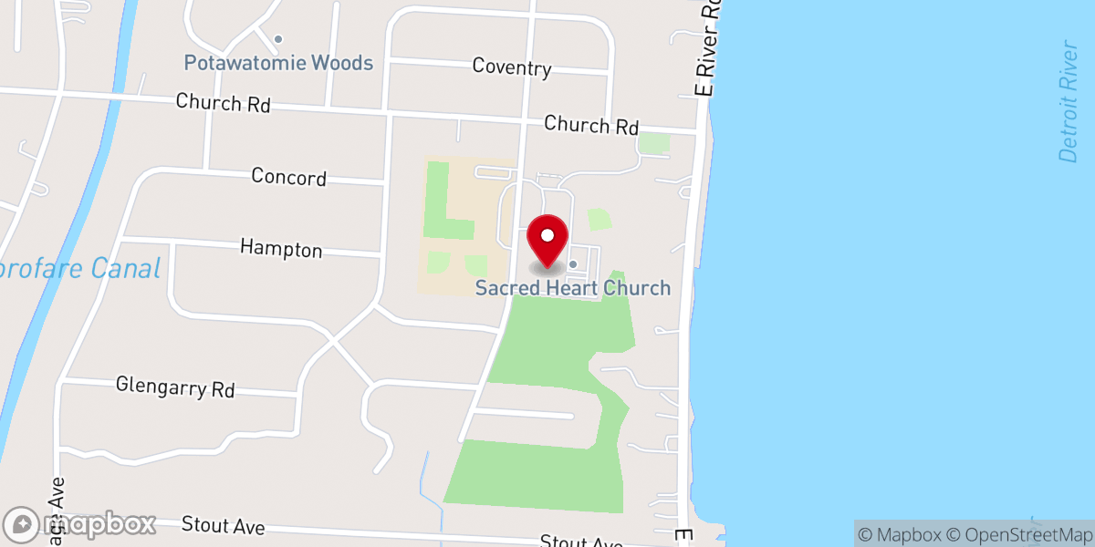 Map showing location of Sacred Heart Catholic Church