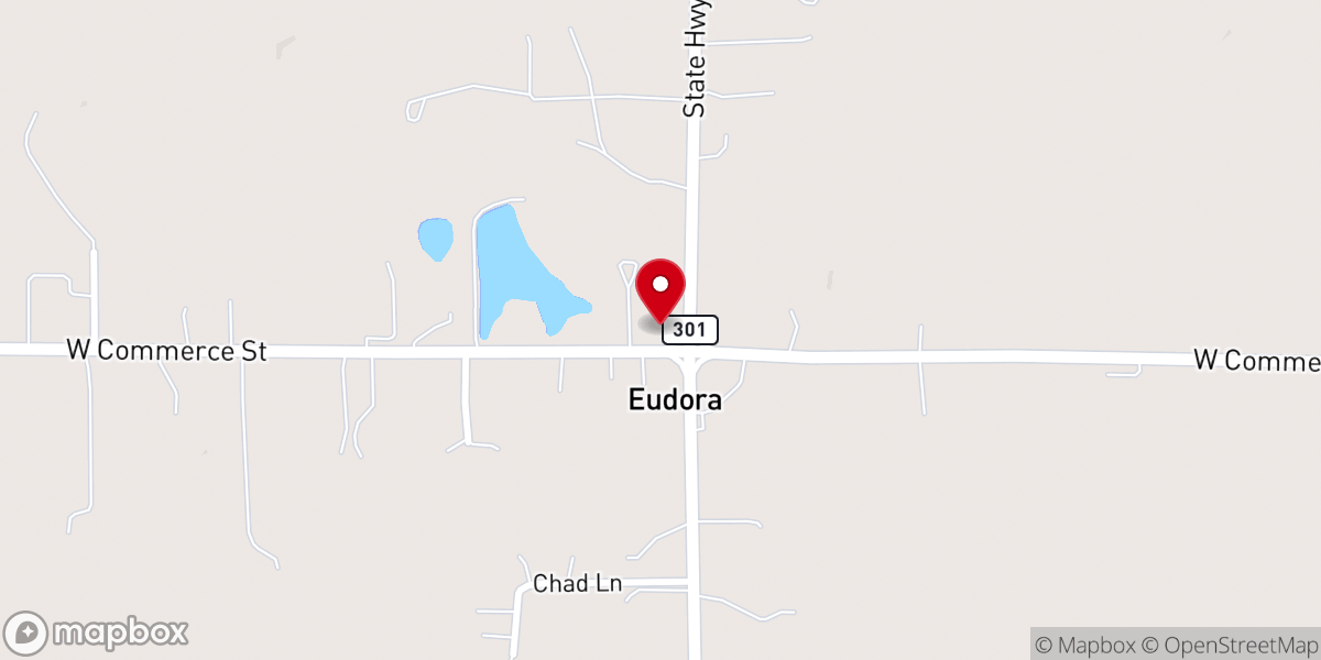 Map showing location of Eudora Baptist Church