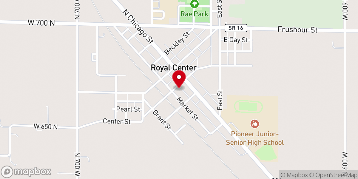 Map showing location of Royal Center United Methodist Church
