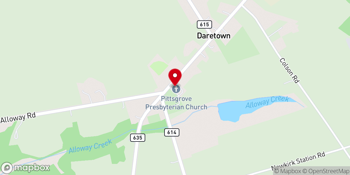 Map showing location of Pittsgrove Presbyterian Church