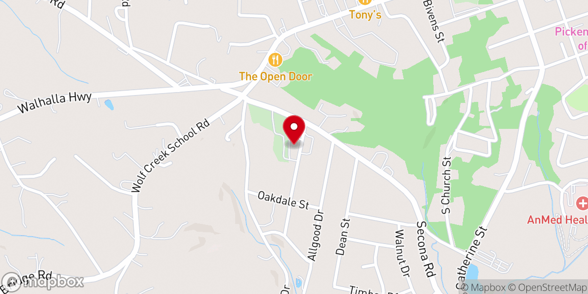 Map showing location of Secona Baptist Church