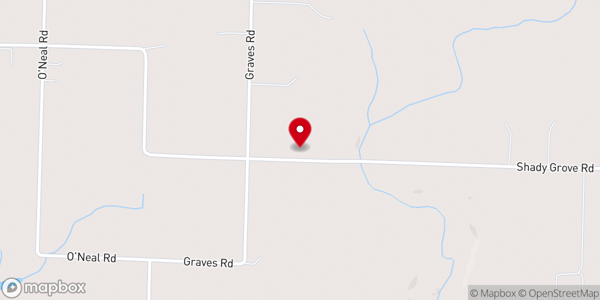Map showing location of Shady Grove Baptist Church