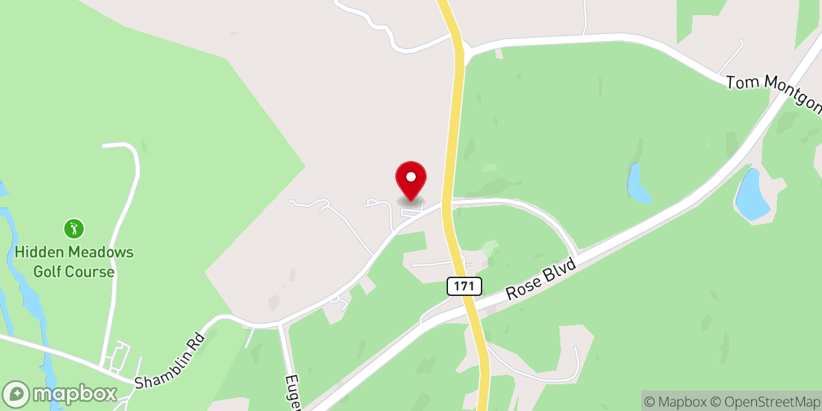 Map showing location of Hilltop Baptist Church