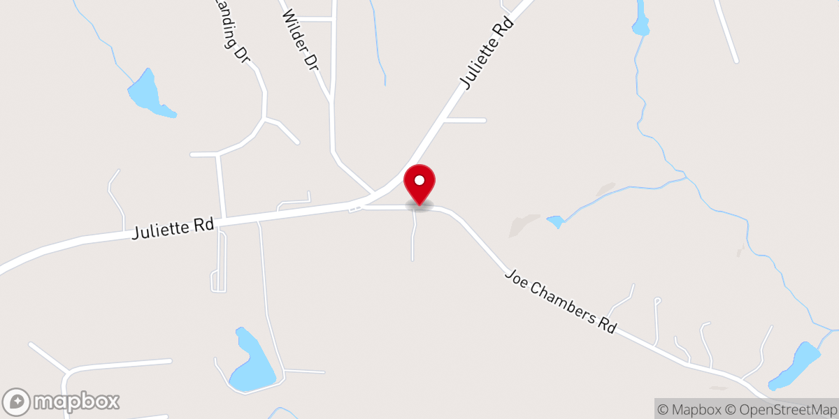 Map showing location of Piney Grove Church
