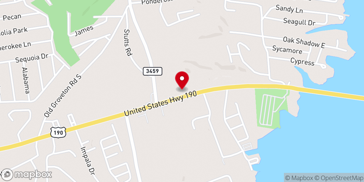 Map showing location of Onalaska church of Christ, Texas
