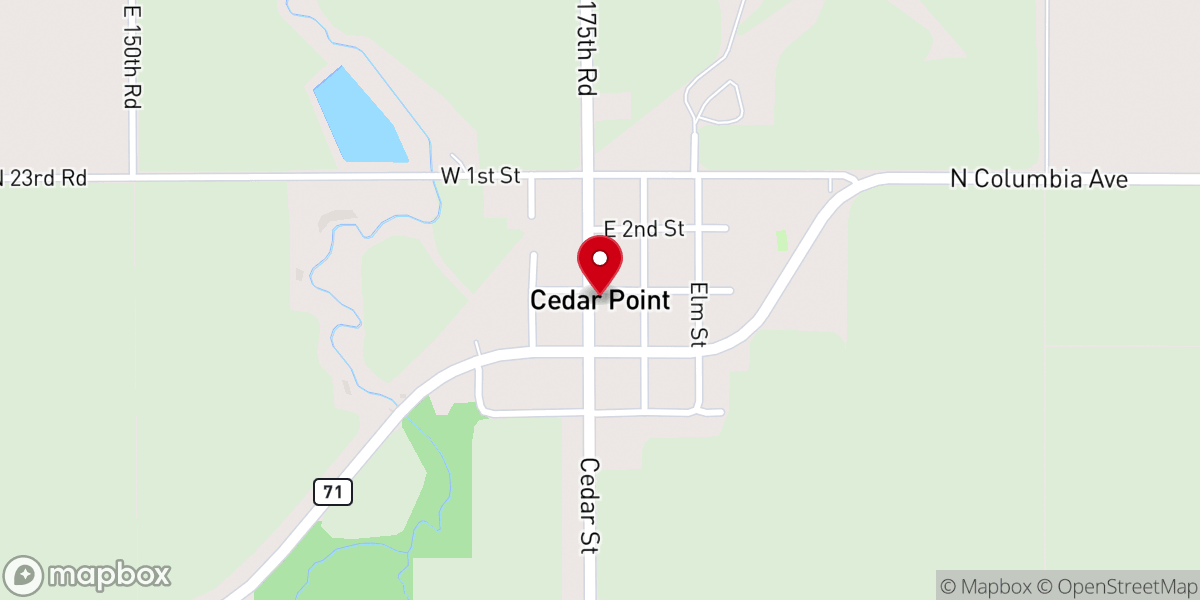 Map showing location of Cedar Point