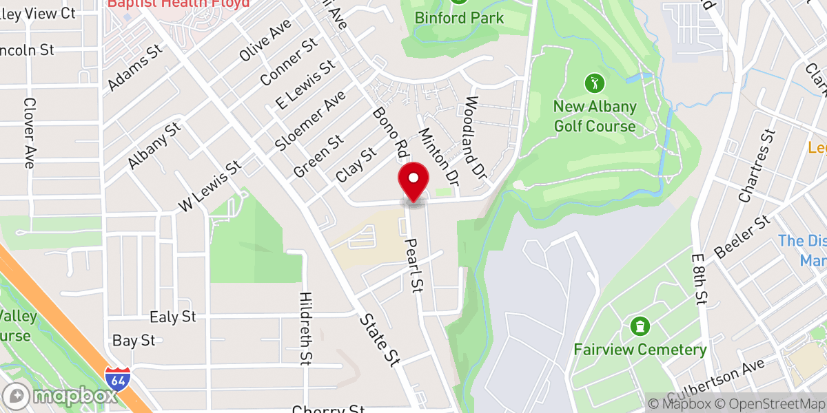 Map showing location of New Albany Dwelling Place