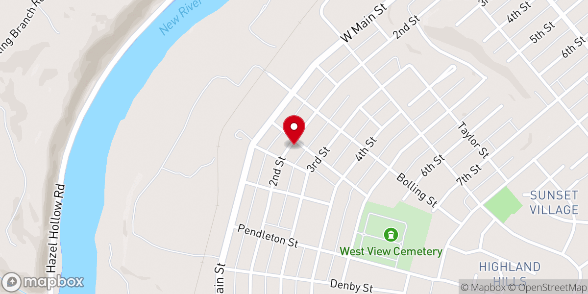 Map showing location of Radford Christian Church