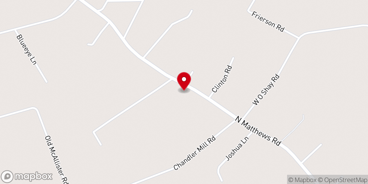 Map showing location of Matthews Tabernacle