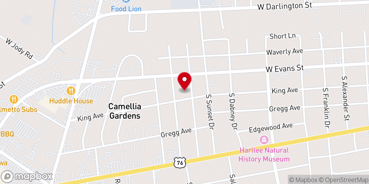 Map showing location of Original Free Will Baptist Church