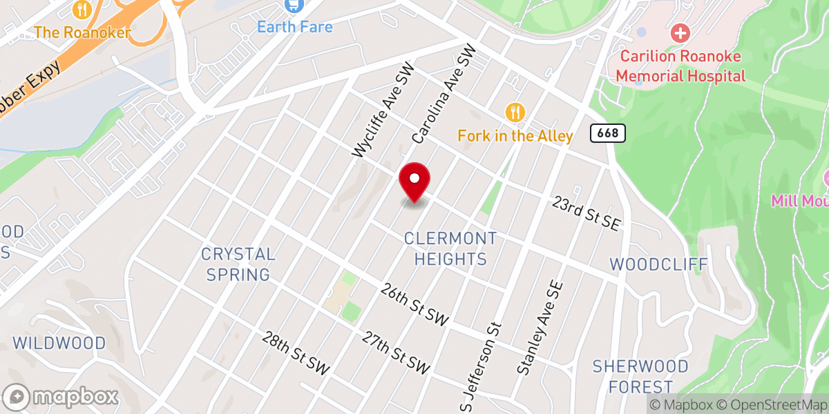 Map showing location of Crystal Spring Baptist Church