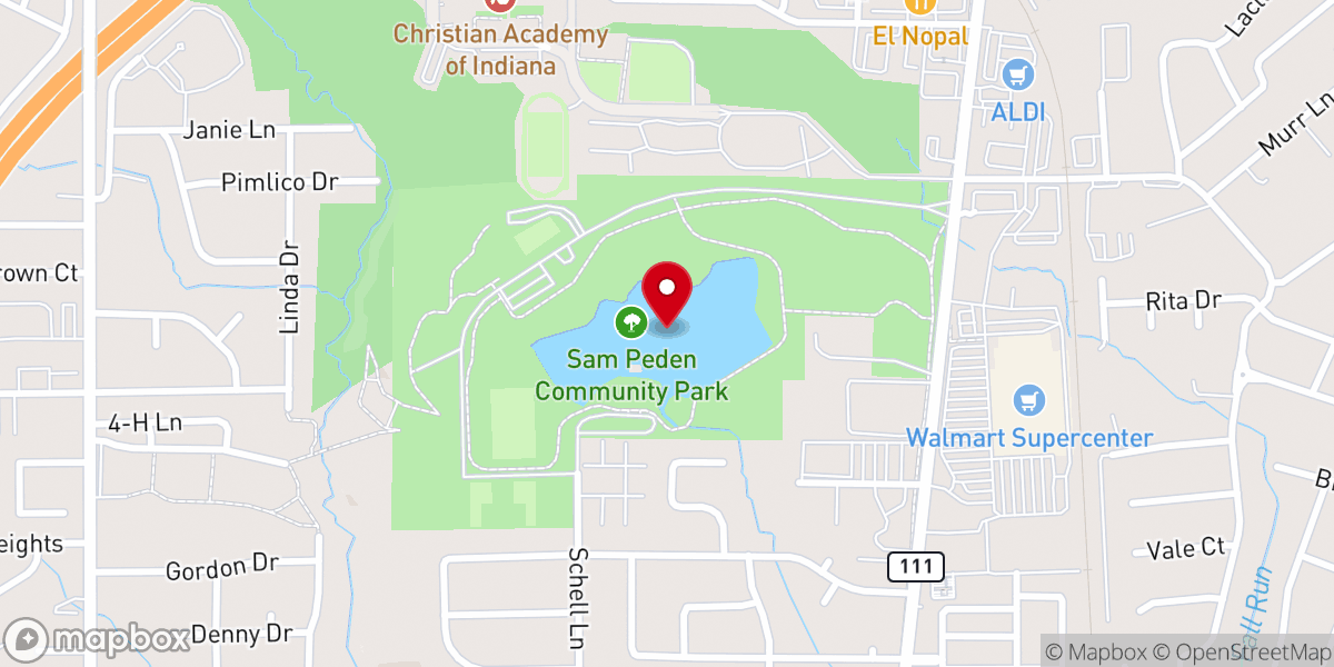 Map showing location of Sam Peden Community Park