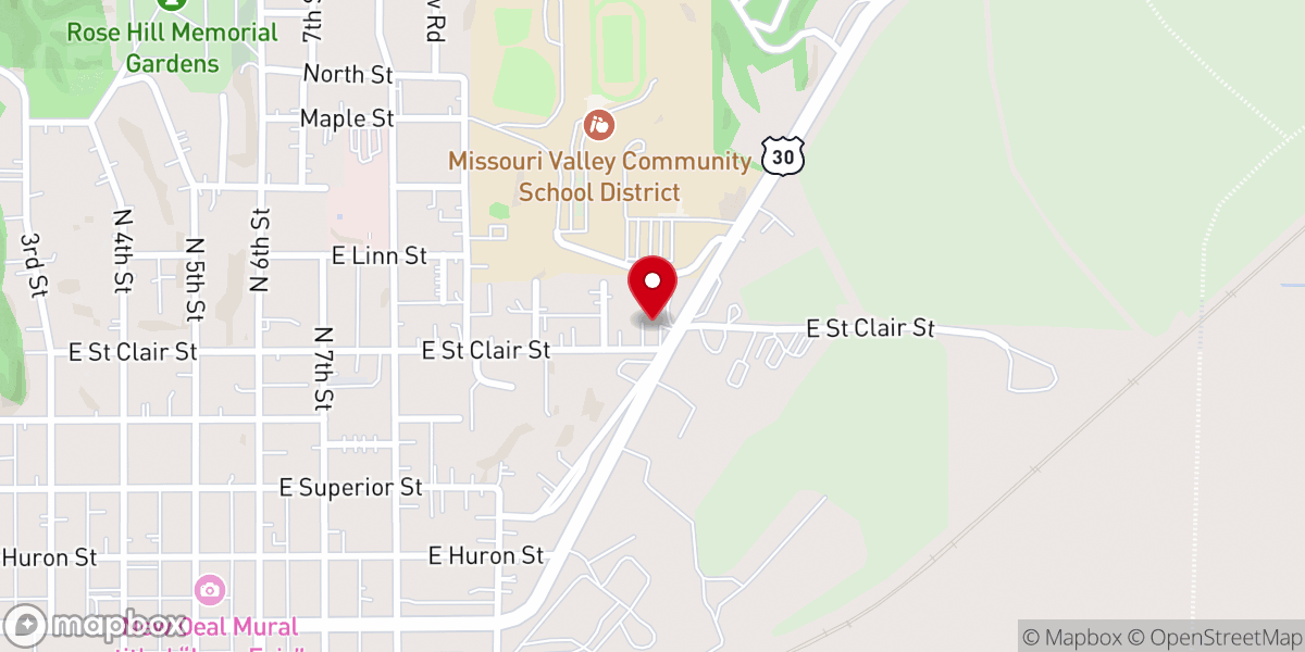 Map showing location of Missouri Valley Congregational Church