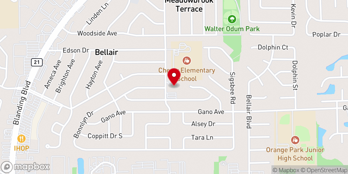Map showing location of The Pentecostals of Orange Park Church