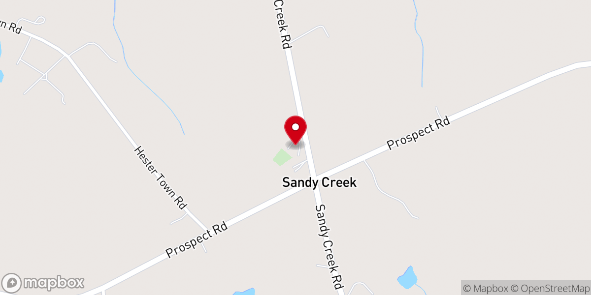 Map showing location of Sandy Creek Baptist Church