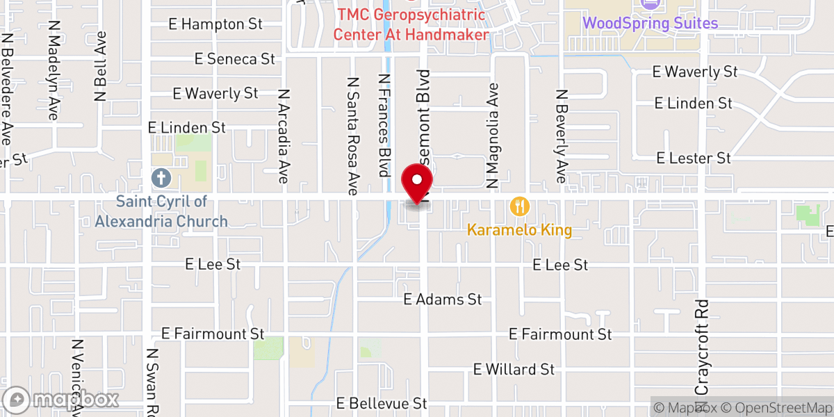 Map showing location of Pima Street Baptist Church